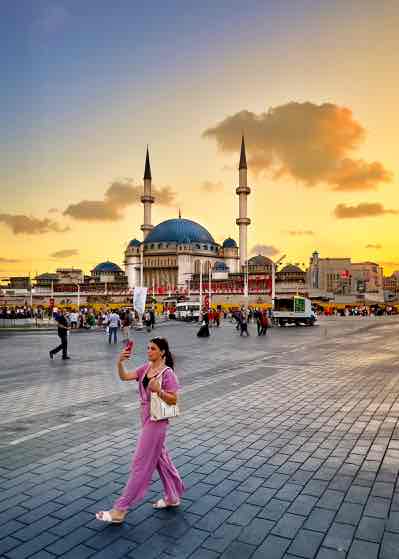 Taksim Square Woman Phone Walking 1